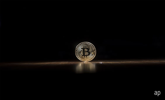 bitcoin logo on black background