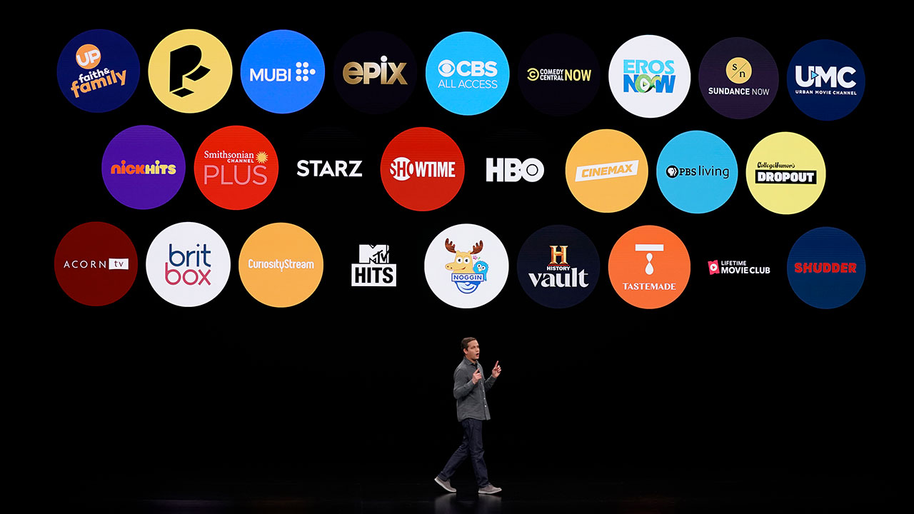 Apple's vice-president of services Peter Stern announces the phone maker's new streaming services