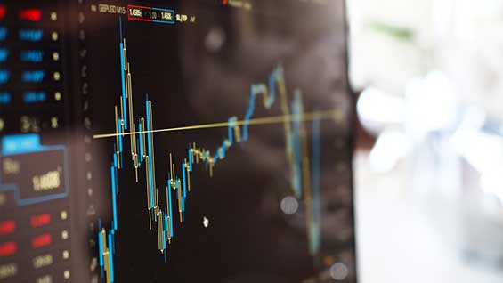 computer screen showing stock market movement