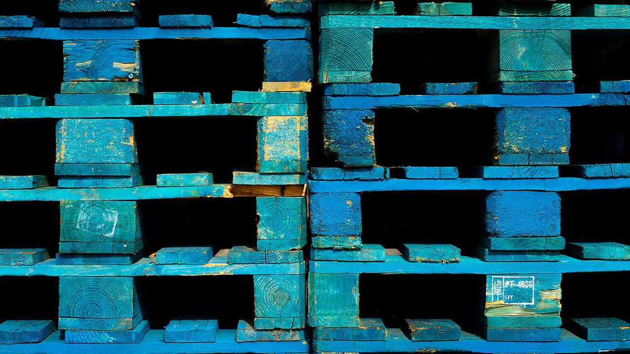 blue wooden pallets
