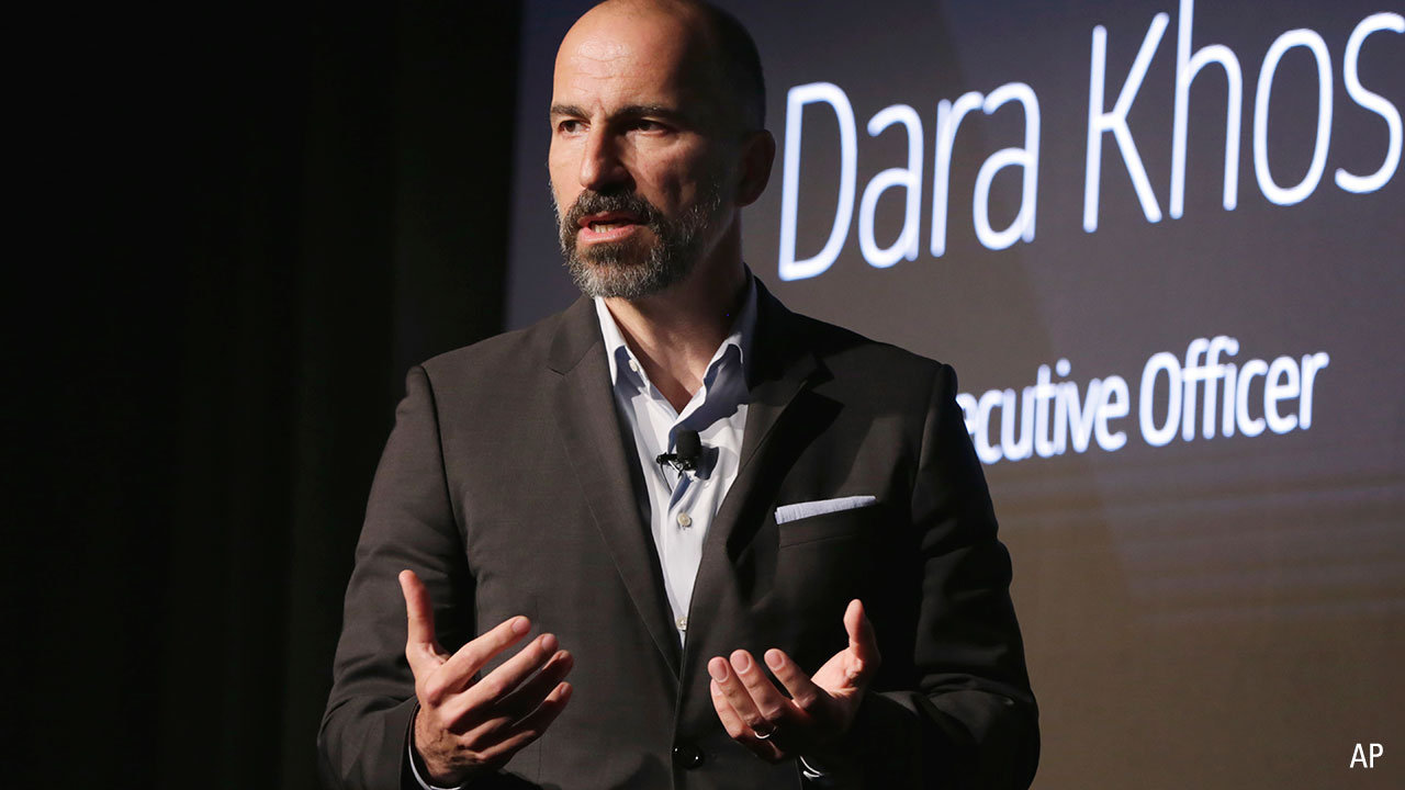 Uber CEO Dara Khosrowshahi speaks during the company's unveiling of the new features in New York, Wednesday, 5 September, 2018